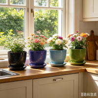 Pot Bunga Keramik Modern Bermotif Relief dengan Lapisan Glasir, Bentuk Meruncing untuk Dekorasi Rumah Gaya Nordik