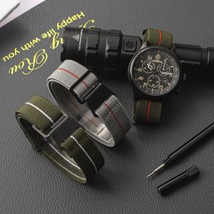 男性用時計バンド,カスタム20mm 22mm生地パラシュートナイロン弾性手首キャンバス - Product Image 4
