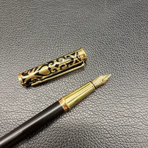 Luxury Vintage Carving Flower Design Promotional Business Metal Calligraphy Fountain Pen