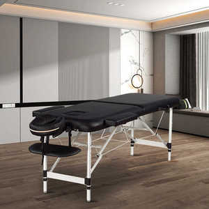 Nouveauté Lit de spa populaire Table de massage de beauté noire pliante portable Lit en aluminium Table de massage de spa Lit de salon - Product Image 1