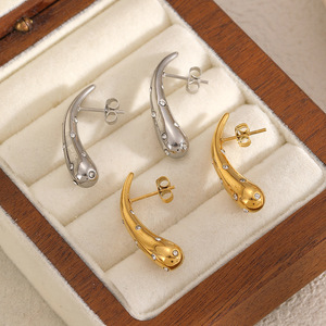 ต่างหูสแตนเลสทรงหยดน้ำประดับเพชรซิร์คอนสำหรับผู้หญิงใส่ได้ทุกวัน - Product Image 1