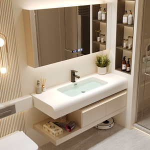 Modern Eco-Friendly Water Resistant Bathroom Vanity Unit Integrated Toilet Ceramic Wash Basin Smart Mirror Wall-Mounted Cabinet - Product Image 2