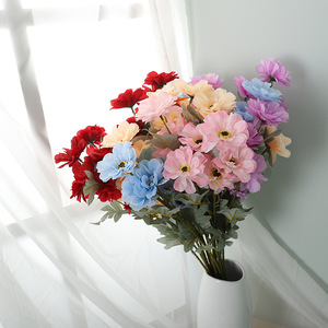 Girasoles Artificiales de 6 Cabezas, Flores de Seda de Alta Simulación, Decoraciones para Bodas, en Colores Champán, Azul Cielo, Morado, Rosa, Naranja y Leche - Product Image 4