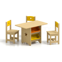 Bureau et chaise en bois pour enfants de la maternelle table d'étude en bois massif pour enfants avec 6 chaises
