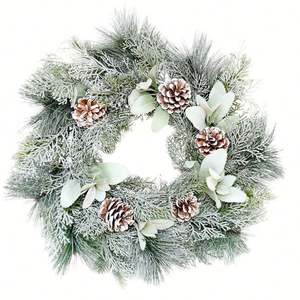 Aguja de 50Cm Cono de pino mixto Pe Oveja Spray Blanco Decoraciones navideñas Simulación Hoja de ciprés - Product Image 5