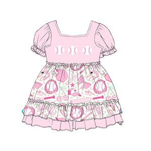 Vestido de Princesa para Niñas con Estampado de Lazo, Vestido de Verano Ecológico hasta la Rodilla con Volantes - Product Image 3