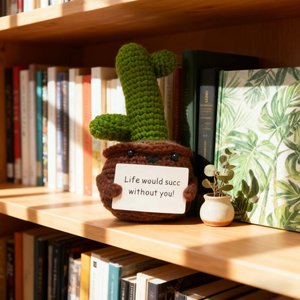 Meilleur vendeur transfrontalier 2025 : <span class=keywords><strong>Cactus</strong></span> au crochet - Breloque de sac ou porte-clés avec carte d'encouragement, adorable jouet amigurumi pour usage quotidien - Product Image 2