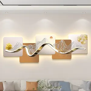 Led 조명과 현대 럭셔리 홈 장식 벽 예술 소파 배경 벽걸이 3D Led 빛 그림