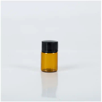 Botol Vial Kaca Amber Mini 1ml 2ml untuk Minyak Atsiri Grosir, dengan Tutup Sekrup Hitam dan Orifice Reducer, Logo Custom, Penyimpanan Bahan Kimia