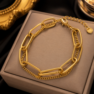 18K Gold Plated 316L Roman Numerals Small square butterfly <b>Bracelet</b>, Cuban Stainless Steel <b>Bracelet</b> - Product Image 5