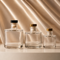 Bouteille en verre diffuseur en gros avec bouchon à vis, vide, ronde ou carrée, avec bouchon en liège, 50ml 100ml 120ml 200ml