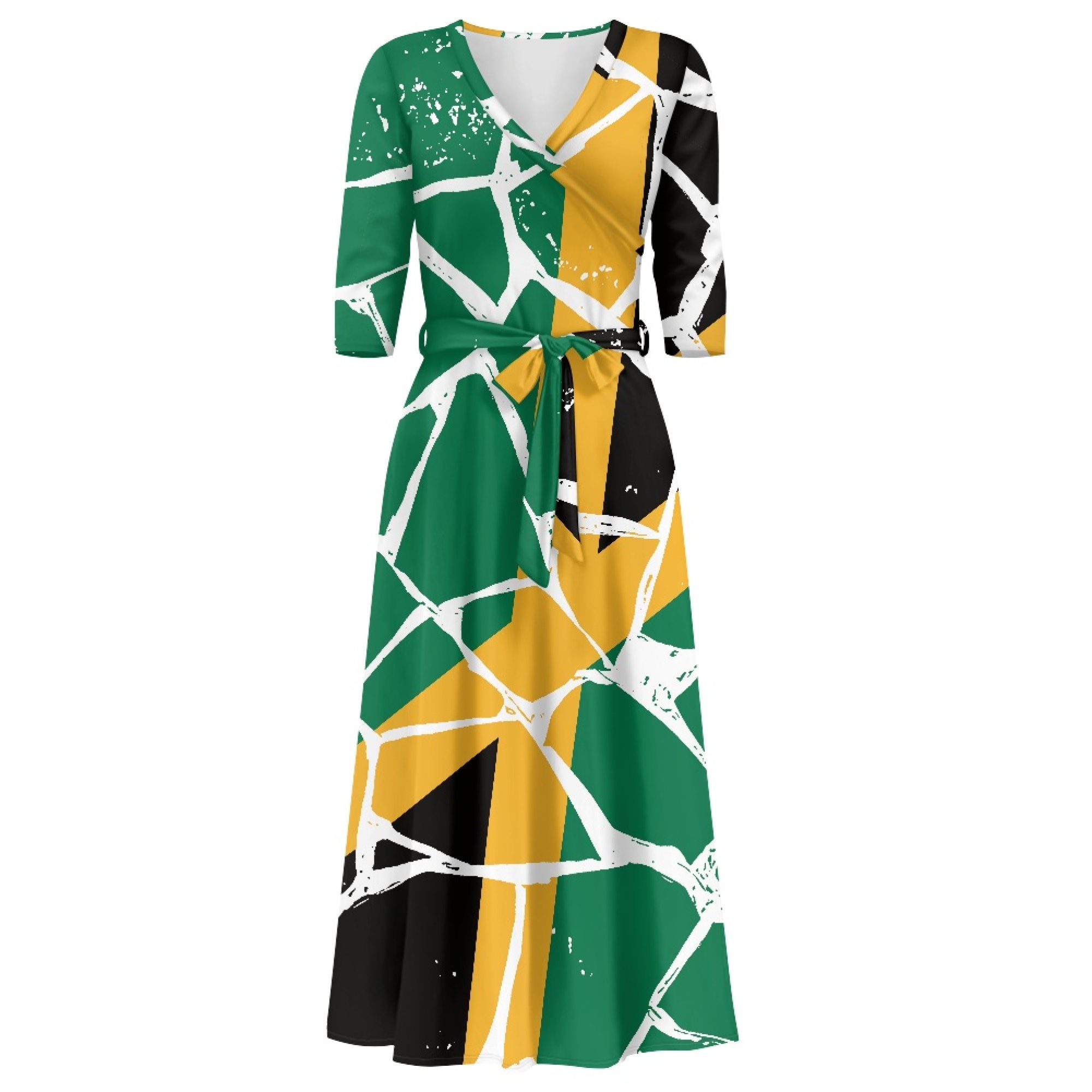 S-5XL Plus Size Maxi Dresses for Women Semi Formal Long Dress 3/4 Sleeve  Casual A-line Church Dresses with Belt Jamaican Design| Alibaba.com