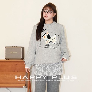 เสื้อฮู้ดฟลีซพิมพ์ลายการ์ตูนไซส์ใหญ่ รุ่น N9077 สำหรับผู้หญิง ยี่ห้อ Happy Plus สีเทา พร้อมป้าย - Product Image 3