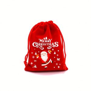 Sac cadeau recyclable en velours rouge avec cordon de serrage, idéal pour les fruits, les bonbons de mariage, les cadeaux de Noël pour enfants, avec fonction de marquage. - Product Image 4