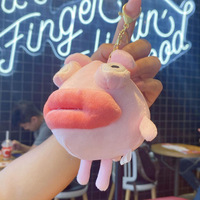 Super doux en peluche porte-clés pendentif Couple cadeau moche mignon saucisse bouche monstre peluche voiture porte-clés suspendu poupée en peluche jouet