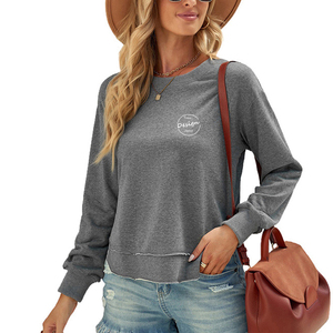 Sudadera regular de fitness con logotipo bordado 3D personalizado cuello redondo doble costura dobladillo curvo 80 algodón 20 poliéster - Product Image 5