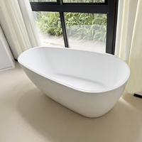Baignoire ovale autoportante en acrylique de 1600 mm avec drain central, hauteur 22 pouces, écologique, garantie 1 an, pour immersion profonde, référence 9061