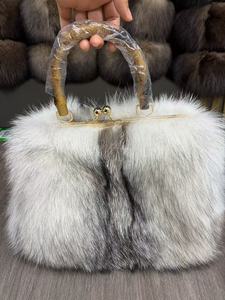 Bolso de Mano de Piel de Zorro Auténtica, Bolso de Noche para Mujer de Piel de Zorro Completa - Product Image 3