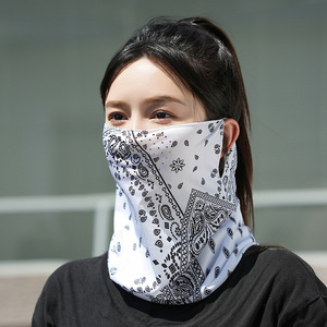 Masque de protection solaire en soie glacée imprimé en polyester unisexe pour le cyclisme, cache-cou avec trous respirants et attaches pour les oreilles, protection UV estivale - Product Image 2