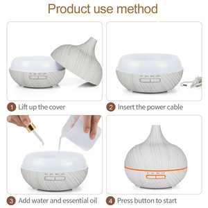 Diffuseur d'arômes ultrasonique 400 ml à grain de bois, purificateur d'<span class=keywords><strong>air</strong></span> en forme d'oignon, humidificateur d'huiles essentielles avec 7 couleurs LED et minuterie pour bureau et chambre - Product Image 4