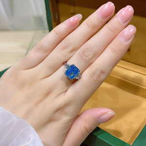 แฟนซี925เงินสเตอร์ลิงเจ้าหญิงตัดสีฟ้าบุษราคัมสีเหลือง Moissanite แหวนพลอยธรรมชาติเครื่องประดับแต่งงานแหวนหมั้น - Product Image 6