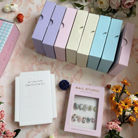 Boîte rigide haut de gamme pour nail art avec fenêtre transparente, finition brillante, logo estampé à chaud et éponge intégrée