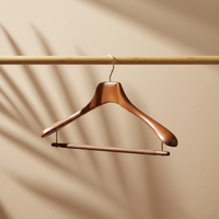 Cintres en bois de hêtre brun de luxe haut de gamme avec barre/hameçon pivotant à 360°, écologiques et de haute qualité pour les boutiques et les magasins de vêtements