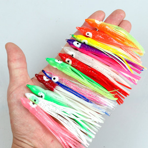 Lot de 5 leurres de pêche à la traîne en forme de jupe de pieuvre, phosphorescents aux UV, 5cm, 9cm, 12cm, 12 couleurs, pour la pêche en mer depuis bateau, vente en gros usine - Product Image 4