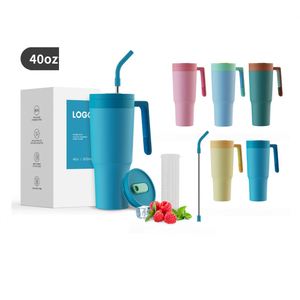 Gobelet isotherme en acier inoxydable de 40 oz avec poignée et infuseur à fruits, 100 % étanche, isolation 24-36 heures, tasse portable avec couvercle et paille - Product Image 1