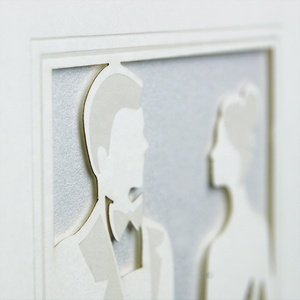Detalles de la región europea elegante invitación de corte láser para novia y novio con impresión en color blanco - Product Image 3