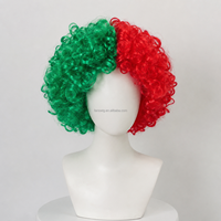 Perruque Afro Frisée Synthétique Couleur Country pour Fans de Sport, Perruque de Clown pour Fête, Vente en Gros