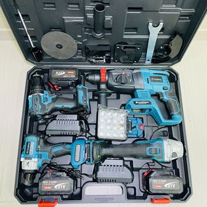 5pcs Set Rechargeable <b>Power</b> <b>Tool</b> Kits Brushless Hammer Impact Drill Angle Cordless Wrench Portable Battery Lamp - Product Image 6