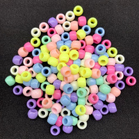 Perles en vrac en acrylique couleur macaron, forme baril, grand trou, 5x8mm, pour bracelets d'enfants et fournitures d'artisanat - Vente en gros