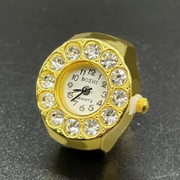 Montre de luxe avec anneau en strass, cadeau de mariage ou de fiançailles, quartz, acier inoxydable, plaqué or, or rose, argent, bracelet élastique