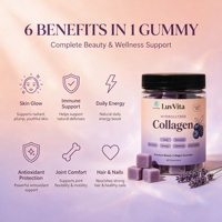 Complément de beauté en gommes de collagène hydrolysé sans sucre, marque distributeur, pour l'éclat de la peau, le confort articulaire et le soutien immunitaire, 60 unités