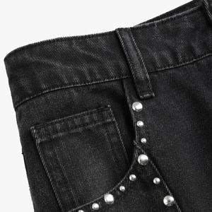 Fabricants personnalisés femmes festival de musique en direct maison fête clubbing porter <span class=keywords><strong>noir</strong></span> solide <span class=keywords><strong>taille</strong></span> <span class=keywords><strong>haute</strong></span> clouté jambe <span class=keywords><strong>droite</strong></span> <span class=keywords><strong>jean</strong></span> - Product Image 5