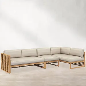 أريكة خشبية فاخرة عالية الجودة خارجية للأثاث من خشب الساج الصلب تصميمات أرائك للفناء