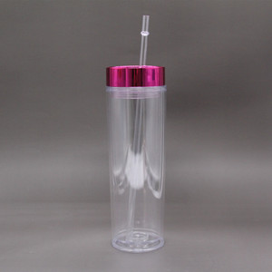 Vasos con tapas y pajitas, vasos con doble pared acrílica, transparente, transparente, sin Bpa, personalizado, 16Oz, venta al por mayor - Product Image 6