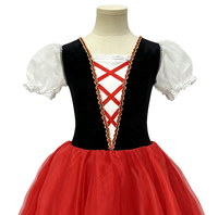Robe Tutu de Ballet Style Folklorique Espagnol pour Filles, Manches Courtes Bouffantes, Ourlet Rayé, Jupe en Tulle, Costume de Scène de Ballet, Fabrication en Usine