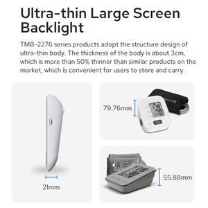 TRANSTEK New Blue Backlit Display Grande Tela Portátil Digital Máquina de Pressão Arterial Recarregável Braço Esfigmomanômetro - Product Image 2