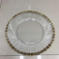 Or Argent Bleu Transparent Peinture en aérosol minimaliste Bords irréguliers Plateau de bol de fruits réutilisable Assiettes de charge décoratives