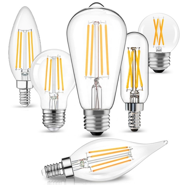 JESLED Decorative 4W 6W 8W High Quality Dimmable Bulb E26 E27 B22 A60 A19 ST64 T6 B11 Antique Vintage Edison LED Filament Bulbs