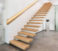 Escalier flottant intérieur sur mesure en verre de luxe léger pour Loft, Villa, Art Duplex, Maison à niveaux superposés