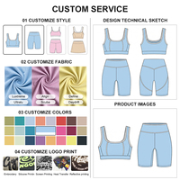 Ensemble de yoga contrastant personnalisé pour femme, comprenant un soutien-gorge de sport à bretelles croisées et un short cycliste taille haute, tenue d'entraînement respirante, fabrication professionnelle