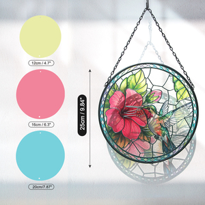 Atrapasueños de cristal templado personalizado con diseño de colibrí y flor rosa, decoración de ventana, un regalo para amantes de la jardinería - Product Image 2