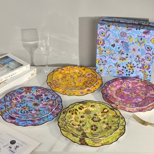 Wholesale European Style Plant Porcelain Plate <b>Sets</b> and Luxury <b>Bone</b> <b>China</b> Charger Plates - Product Image 1