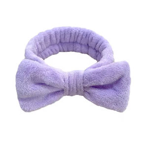 Diadema al por mayor de varios colores con lazo para mujer, banda para el cabello de maquillaje facial, diadema suave de forro polar coral, diadema para spa con lazo para el cabello de regalo - Product Image 4