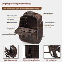 Sac à dos vintage en cuir véritable pour hommes, sac à dos pour ordinateur portable 15,6 pouces, sac à dos de voyage et de camping 24L