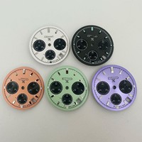 Nouveau cadran de montre chronographe multifonction modifié 29,5 mm en cuivre, trois aiguilles Panda, compatible avec le mouvement à quartz VK63