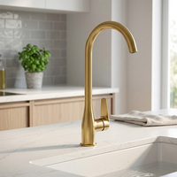 Robinet de cuisine moderne en laiton à poignée unique avec cartouche céramique, pour usage hôtelier, eau chaude/froide